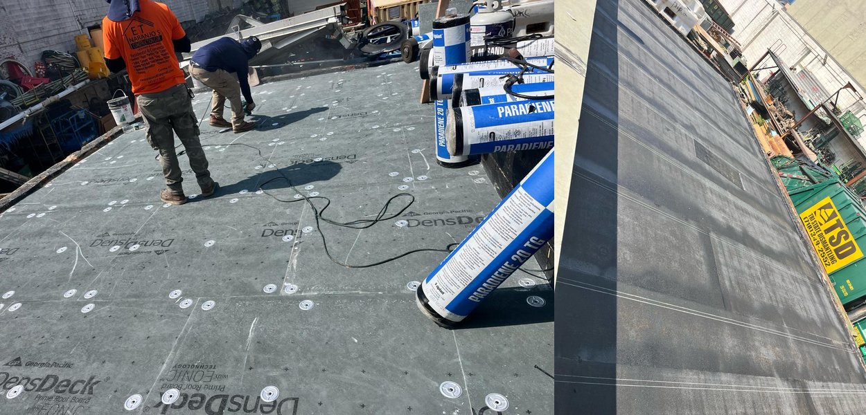 Flat roof build-up and finished roof