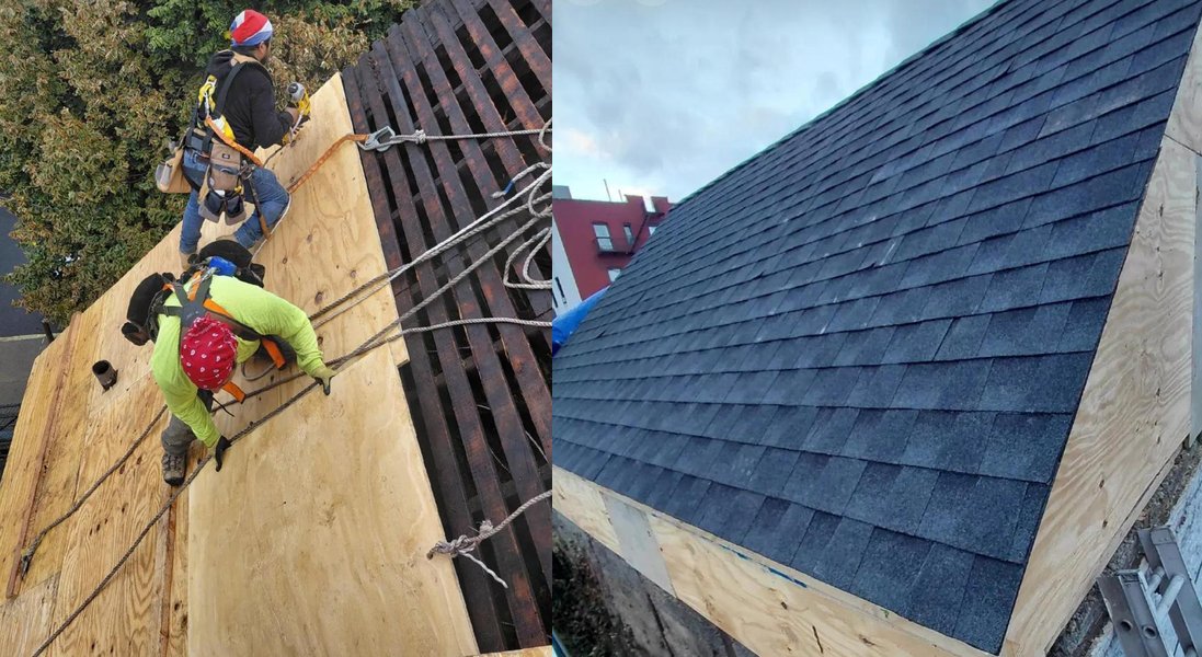 Shingle roofing before and after